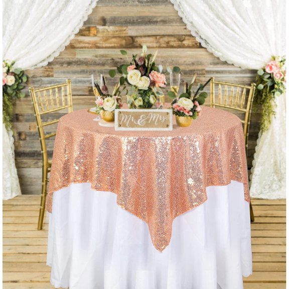 Viworld Sequin Tablecloth-Gold Sequin Table Overlay and Sequin Tablecloth/Linen for Wedding/Party/Event/Decoration-Gold