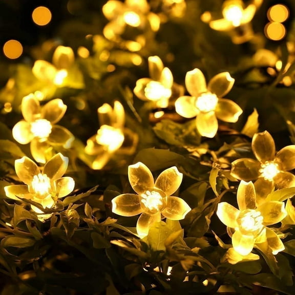 Viworld Solar Cherry Blossom Strings Lights, 23ft 50 LED Flower Fairy Lights Waterproof Garden Decorative Lights for Christmas Lawn Patio Wedding Party Holiday Decor