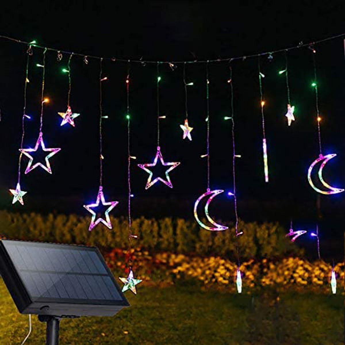 Viworld Star Solar Lights Outdoor Window Lights Solar Led String Lights Star Moon Fairy Lights
