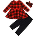 thumbnail image 1 of Viworld Toddler Baby Girls First 1st Christmas Clothes Long Sleeve Plaid Tunic Dress Tops+Pants+Headband Outfit Set, 1 of 7