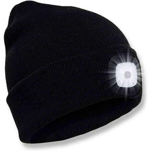 Viworld Unisex Beanie Hat with The Light Gifts for Men Dad Father USB Rechargeable Caps for Men Women Hiking, Biking, Camping (Black)