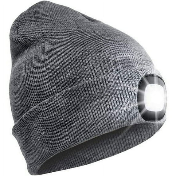 Viworld Unisex Beanie Hat with The Light Gifts for Men Dad Father USB Rechargeable Caps for Men Women Hiking, Biking, Camping (Dark Gery)