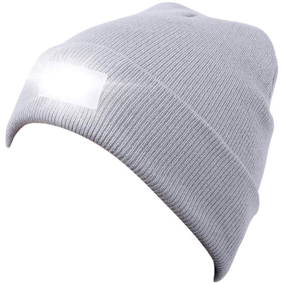 Viworld Unisex Knitted Beanie with Light ,Winter Warm Cuffed Beanie Cap Built-In 5 LED Flashlight Men Women Headlamp Hat for Outdoor Hiking ,Camping ,Running Gray