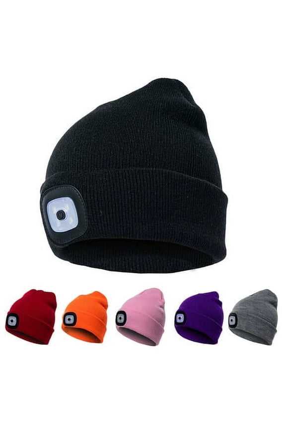 Unisex LED Beanie Hat, Washable Knitted Warm Headlamp Cap for Winter Outdoor Christmas Gifts