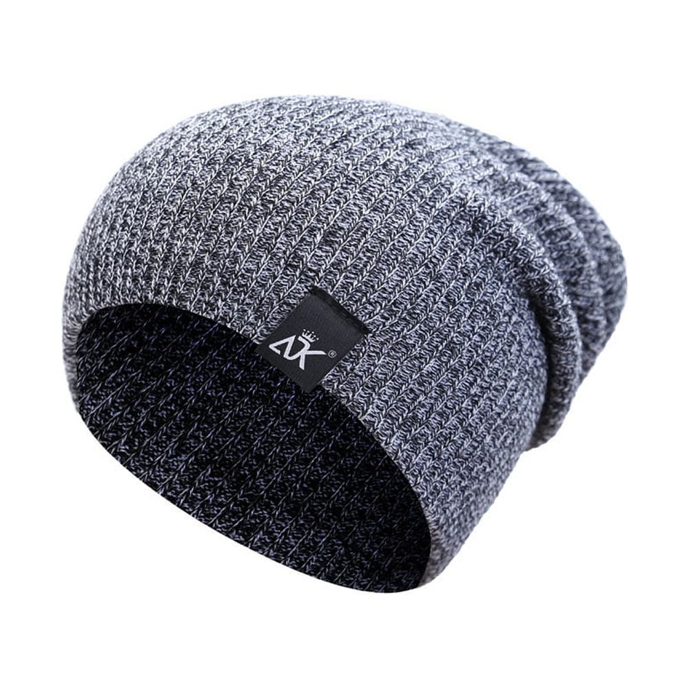 Y2K Strick Mütze Slouchy - Black White Marmormuster Beanie Für Teens