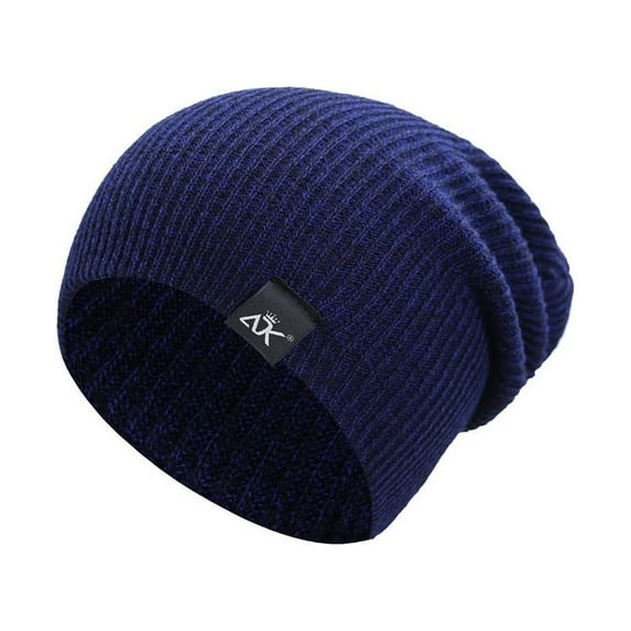 Viworld Unisex Solid Color Baggy Beanie Winter Warm Slouchy Knitted Cap Elastic Hat (Blue)