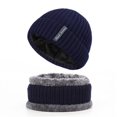 thumbnail image 1 of Viworld Winter Beanie Hats Scarf Set Warm Knit Hats Skull Cap Neck Warmer with Thick Fleece Lined Winter Hat & Scarf for Men Women , Navy, 1 of 2