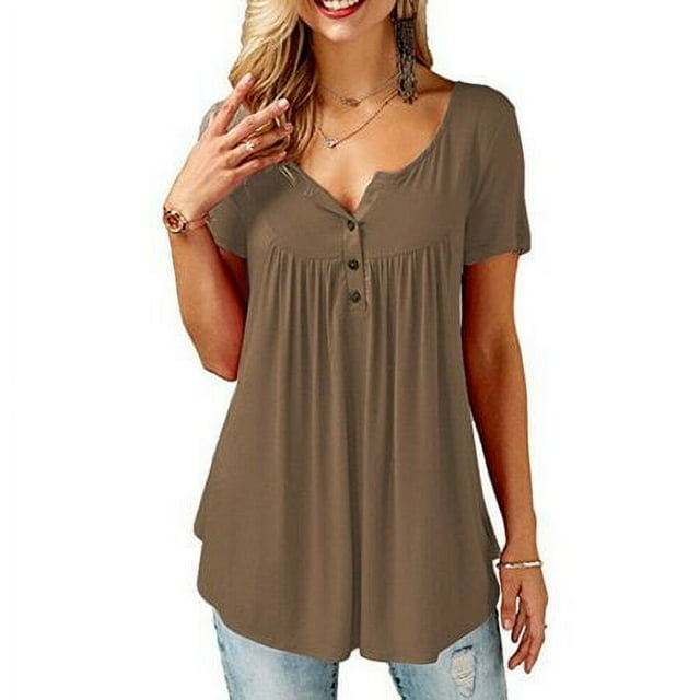 Viworld Women Casual Loose T Shirt Basic Summer Cotton Tops Plus Size