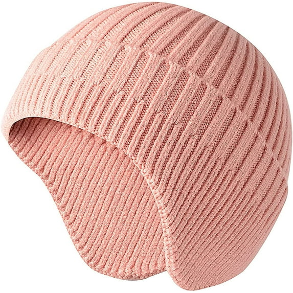 Viworld Women Men Beanie Hat Winter Warm Knitted Hat with Earflap Woolen Ski Skull Cap for Sport Outdoor, Pink