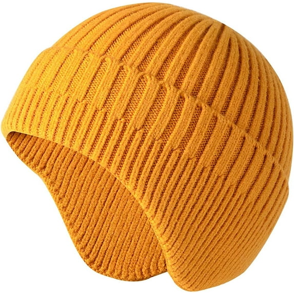 Viworld Women Men Beanie Hat Winter Warm Knitted Hat with Earflap Woolen Ski Skull Cap for Sport Outdoor, Yellow