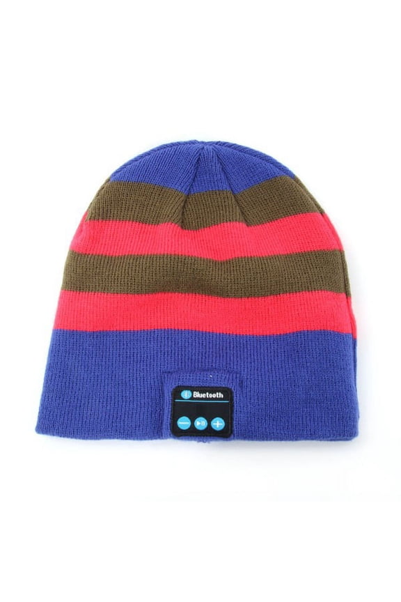 Women Men Bluetooth Smart Cap Winter Warm Beanie Hat Knitted Earphone Wireless Bluetooth Cap Headphone Headset Speaker Mic Blue