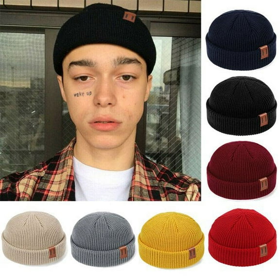 Viworld Women Men Mini Fisherman Beanie Hat Winter Warm Knitted Ribbed Docker Skull Cap,Blue