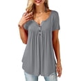 thumbnail image 1 of Viworld Women Summer Tunic Tops Casual Pleated Loose Blouse T-Shirt Plus Size S-5XL, 1 of 7
