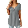 thumbnail image 1 of Viworld Women Summer Tunic Tops Plus Size Casual Loose Top Blouse Solid T-Shirt S-5XL, 1 of 2
