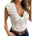 thumbnail image 1 of Viworld Women V-Neck Slim Fit Lace Blouse Tops, 1 of 2
