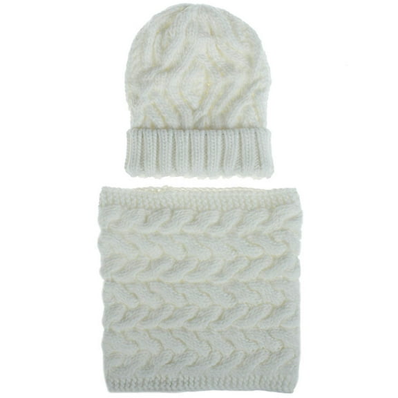 Viworld Womens Crochet Knitted Baggy Soft Beanie Hats Earflap Scarf Neck Warmer Set Ladies Winter Warm Skateboard Ski Plain Caps Scarves Outdoor Casual