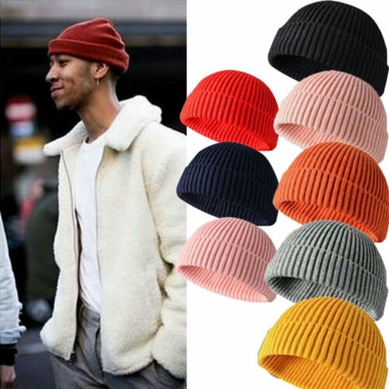 Short Fisherman Beanie Hat Wool Knit Cuff Winter Warm Unisex OUTDOOR SHAPING Merino Wool Short Fisherman Beanies for Men  main image 4