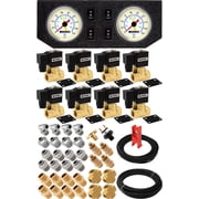Vixen Air 1/2" NPT Air Ride Suspension High Flow Air Valves/Solenoids 250 PSI Four Corners with Dual White Gauge, Fittings and Hoses VXK1205GW