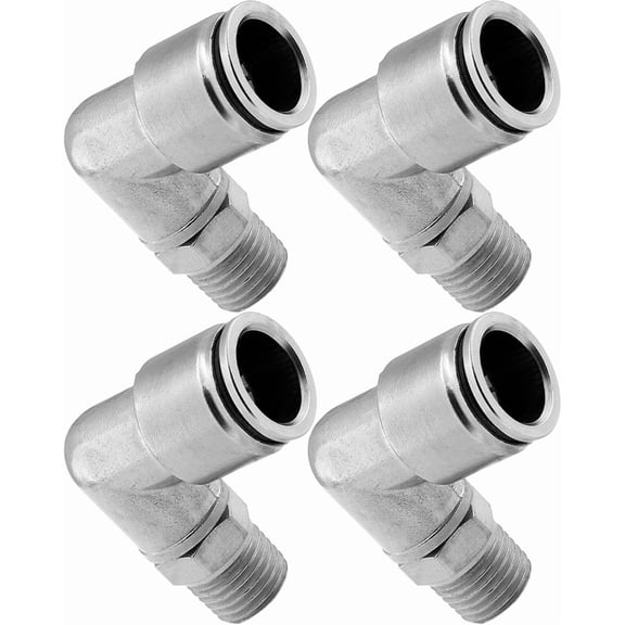 Vixen Air 1/4" NPT Male to Push to Connect (PTC) for 1/2" OD Hose Swivel Elbow - Bundle of four fittings VXA2421-4