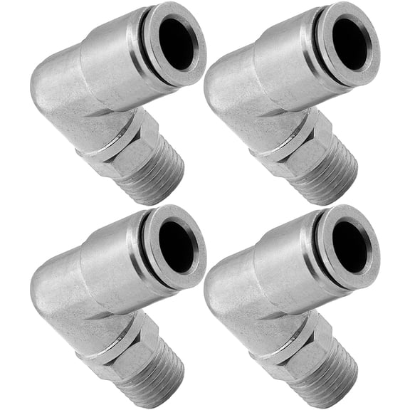 Vixen Air 1/4" NPT Male to Push to Connect (PTC) for 3/8" OD Hose Swivel Elbow - Bundle of four fittings VXA2438-4