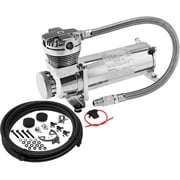 Vixen Air 200 PSI Heavy Duty Suspension/Air Ride/Bag/Train Horn Air Compressor/Pump with 3/8" Stainless Steel Braided Hose, 3/8" NPT Check Valve and Remote Mount Air Filter Kit 12V Chrome VXC480C
