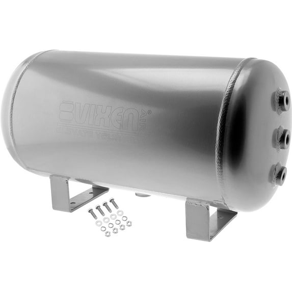 Vixen Air 6 Gallon (22 Liter) 9 Ports Suspension/Train/Horn Aluminum Air Tank (Powder Coated Silver) 200 PSI VXT5200A