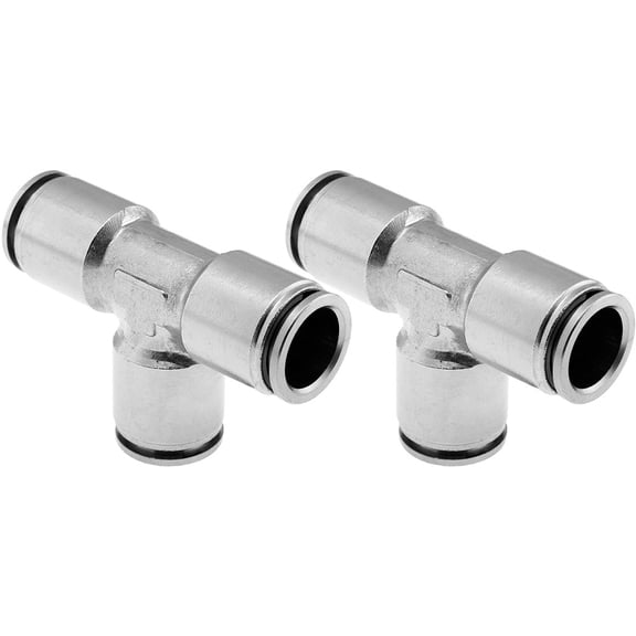 Vixen Air Push to Connect (PTC) Union/Joint Tee/3-way Pneumatic Fitting for 1/2" OD Hoses - Bundle of two fittings VXA8312-2
