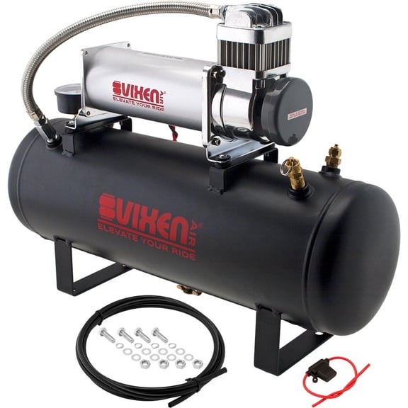 Vixen Air Suspension Kit for Truck/Car Bag/Air Ride/Spring. On Board System- 200psi Compressor, 2.5 Gallon Tank. For Boat Lift,Towing,Lowering,Leveling Bags,Onboard Train Horn,Semi/SUV VXO8580