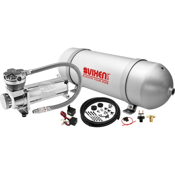 Vixen Air Suspension Kit for Truck/Car Bag/Air Ride/Spring. On Board System- 200psi Compressor, 3 Gallon Aluminum Tank. For Boat Lift,Towing,Lowering,Load Leveling Bags,Train Horn,Semi/RV VXO4830C