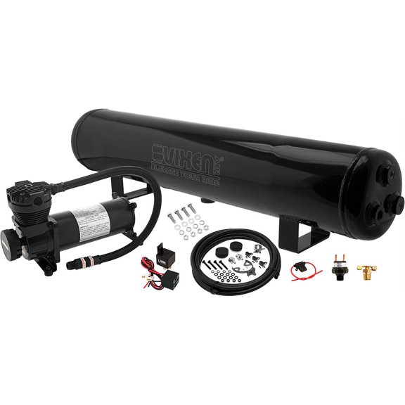 Vixen Air Suspension Kit for Truck/Car Bag/Air Ride/Spring. On Board System- 200psi Compressor, 4 Gallon Aluminum Tank. For Boat Lift,Towing,Lowering,Load Leveling Bags,Train Horn,Semi/RV VXO4841AB