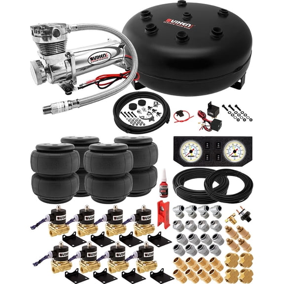 Vixen Air Suspension Kit for Truck/Car Bag/Air Ride/Spring. On Board System- 200psi Compressor, 4 Gallon Tank. For Boat Lift,Towing,Lowering,Leveling Bags,Onboard Train Horn,Semi/SUV VXX1208FW/4840C