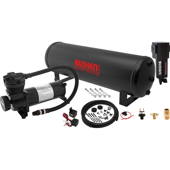 Vixen Air Suspension Kit for Truck/Car Bag/Air Ride/Spring. On Board System- 200psi Compressor, 4 Gallon Tank. For Boat Lift,Towing,Lowering,Leveling Bags,Onboard Train Horn,Semi/SUV VXO4841BF