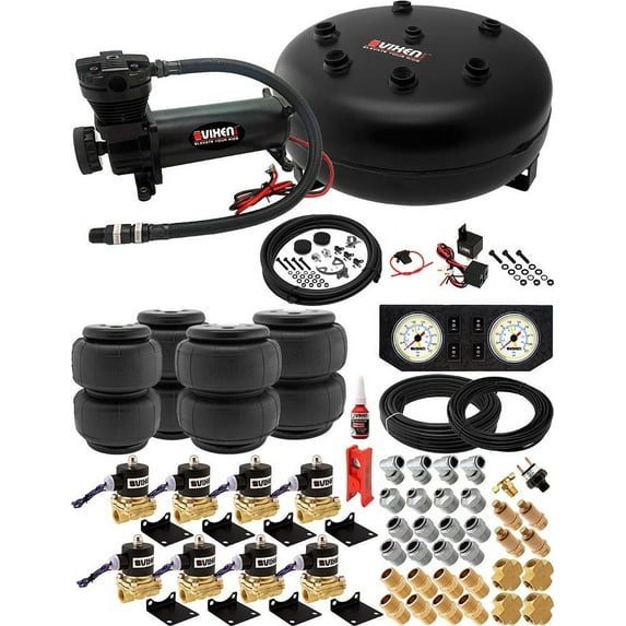 Vixen Air Suspension Kit for Truck/Car Bag/Air Ride/Spring. On Board System- 200psi Compressor, 4 Gallon Tank. For Boat Lift,Towing,Lowering,Leveling Bags,Onboard Train Horn,Semi/SUV VXX1208PW/4840B