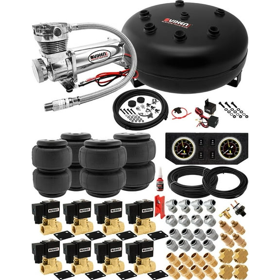Vixen Air Suspension Kit for Truck/Car Bag/Air Ride/Spring. On Board System- 200psi Compressor, 4 Gallon Tank. For Boat Lift,Towing,Lowering,Leveling Bags,Onboard Train Horn,Semi/SUV VXX1209PB/4840C