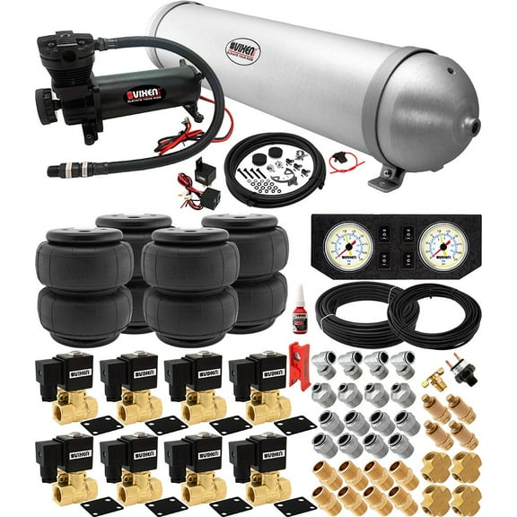 Vixen Air Suspension Kit for Truck/Car Bag/Air Ride/Spring. On Board System- 200psi Compressor, 5 Gallon Aluminum Tank. For Boat Lift,Towing,Lowering,Load Leveling Bags,Train Horn,RV VXX1209FW/4850B