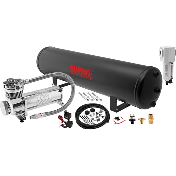 Vixen Air Suspension Kit for Truck/Car Bag/Air Ride/Spring. On Board System- 200psi Compressor, 5 Gallon Tank. For Boat Lift,Towing,Lowering,Leveling Bags,Onboard Train Horn,Semi/SUV VXO4852CF