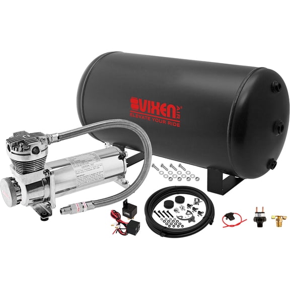 Vixen Air Suspension Kit for Truck/Car Bag/Air Ride/Spring. On Board System- 200psi Compressor, 6 Gallon Tank. For Boat Lift,Towing,Lowering,Leveling Bags,Onboard Train Horn,Semi/SUV VXO4863C