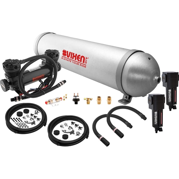 Vixen Air VortexX Suspension Kit for Truck/Car Bag/Air Ride. On Board System- 300psi Dual Cylinder Compressor, 5 Gallon Aluminum Tank. For Boat Lift,Towing,Lowering,Load Leveling,Train Horn VXO8850DBF