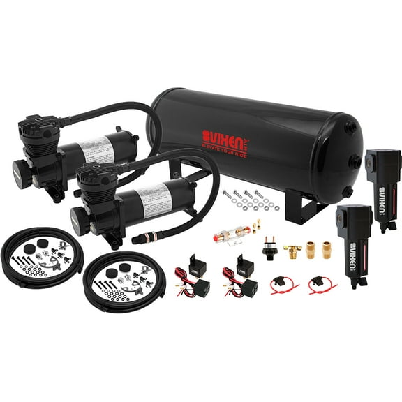 Vixen Air Suspension Kit for Truck/Car Bag/Air Ride/Spring. On Board System- Dual 200psi Compressor, 3 Gallon Tank. For Boat Lift,Towing,Lowering,Load Leveling,Bags,Onboard Train Horn VXO4831DBF