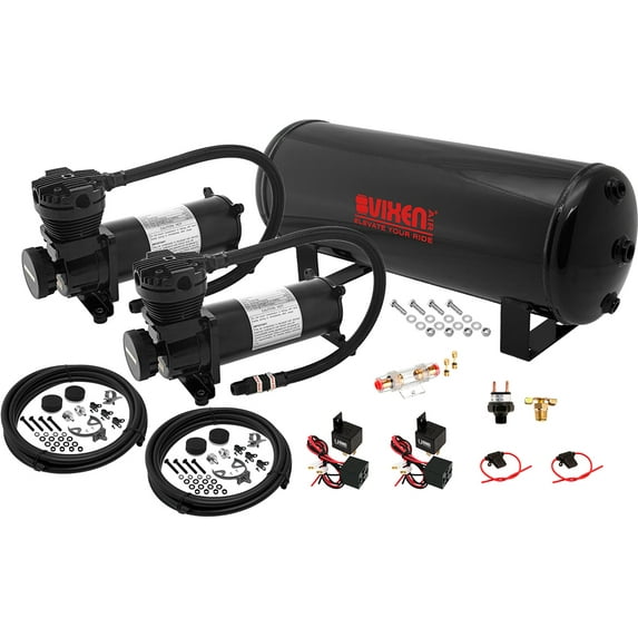 Vixen Air Suspension Kit for Truck/Car Bag/Air Ride/Spring. On Board System- Dual 200psi Compressor, 3 Gallon Tank. For Boat Lift,Towing,Lowering,Load Leveling,Bags,Onboard Train Horn VXO4831DB