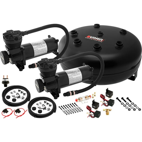 Vixen Air Suspension Kit for Truck/Car Bag/Air Ride/Spring. On Board System- Dual 200psi Compressor, 4 Gallon Tank. For Boat Lift,Towing,Lowering,Load Leveling,Bags,Onboard Train Horn VXO4840DB