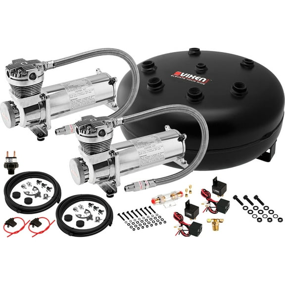 Vixen Air Suspension Kit for Truck/Car Bag/Air Ride/Spring. On Board System- Dual 200psi Compressor, 4 Gallon Tank. For Boat Lift,Towing,Lowering,Load Leveling,Bags,Onboard Train Horn VXO4840DC