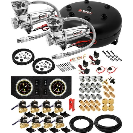 Vixen Air Suspension Kit for Truck/Car Bag/Air Ride/Spring. On Board System- Dual 200psi Compressor, 4 Gallon Tank. For Boat Lift,Towing,Lowering,Load Leveling,Onboard Train Horn VXX3804GB/4840DC