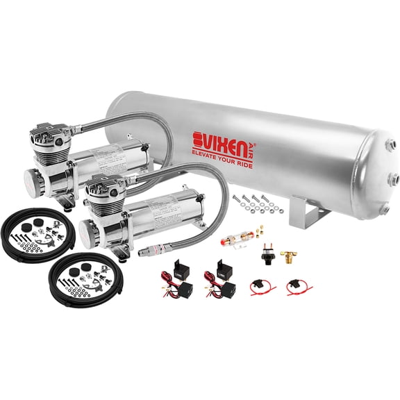 Vixen Air Suspension Kit for Truck/Car Bag/Air Ride/Spring. On Board System- Dual 200psi Compressor, 5 Gallon Tank. For Boat Lift,Towing,Lowering,Load Leveling,Bags,Onboard Train Horn VXO4852GDC