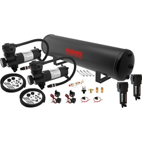 Vixen Air Suspension Kit for Truck/Car Bag/Air Ride/Spring. On Board System- Dual 200psi Compressor, 5 Gallon Tank. For Boat Lift,Towing,Lowering,Load Leveling,Bags,Onboard Train Horn VXO4852DBF