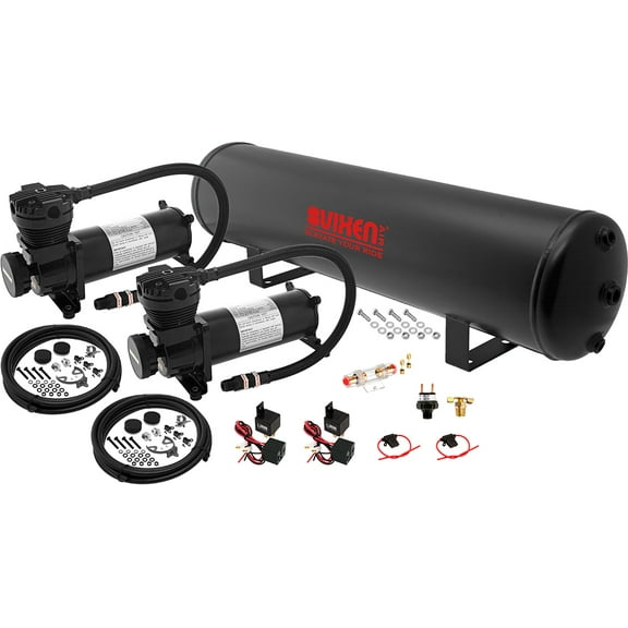 Vixen Air Suspension Kit for Truck/Car Bag/Air Ride/Spring. On Board System- Dual 200psi Compressor, 5 Gallon Tank. For Boat Lift, Towing, Lowering, Load Leveling, Bags, Onboard Train Horn VXO4852DB