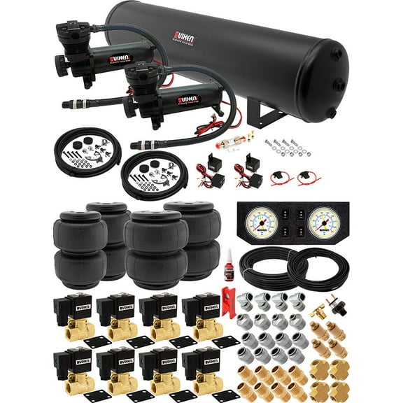 Vixen Air Suspension Kit for Truck/Car Bag/Air Ride/Spring. On Board System- Dual 200psi Compressor, 5 Gallon Tank. For Boat Lift,Towing,Lowering,Load Leveling,Onboard Train Horn VXX1209PW/4852DB