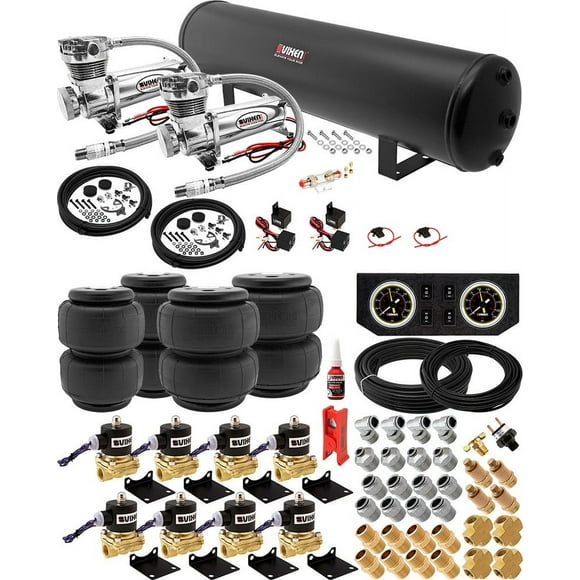 Vixen Air Suspension Kit for Truck/Car Bag/Air Ride/Spring. On Board System- Dual 200psi Compressor, 5 Gallon Tank. For Boat Lift,Towing,Lowering,Load Leveling,Onboard Train Horn VXX1208FW/4852DCF