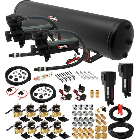 Vixen Air Suspension Kit for Truck/Car Bag/Air Ride/Spring. On Board System- Dual 200psi Compressor, 5 Gallon Tank. For Boat Lift,Towing,Lowering,Load Leveling,Onboard Train Horn VXX1208H/4852DBF