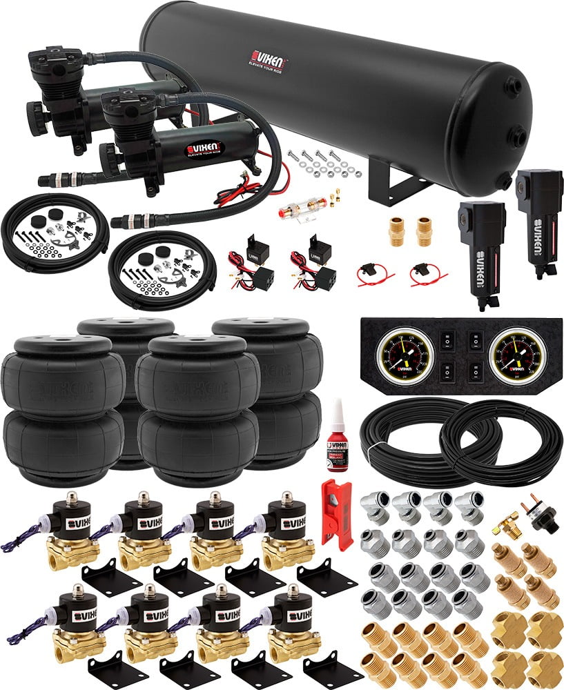 Vixen Air Suspension Kit For Truck/Car Bag/Air Ride/Spring. On Board System Dual 200psi Compressor 6 Gallon Tank Boat Lift Towing Lowering Load Leveling Onbo - View #3